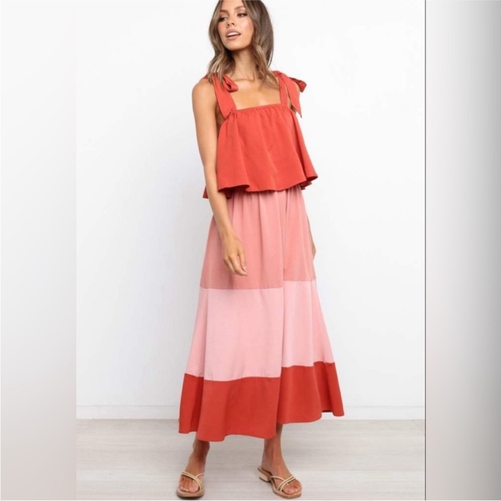 Petal & Pup Red and Pink Midi Dress